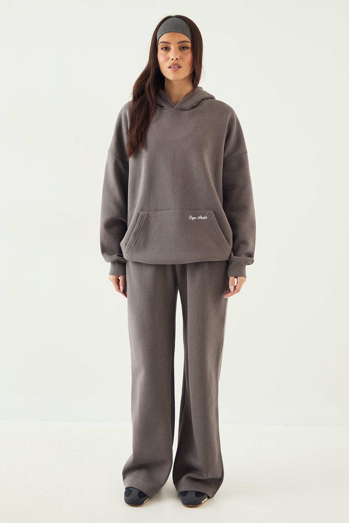 DSGN Studio DSGN Studio Script Embroidered Hooded Tracksuit Charcoal image 5