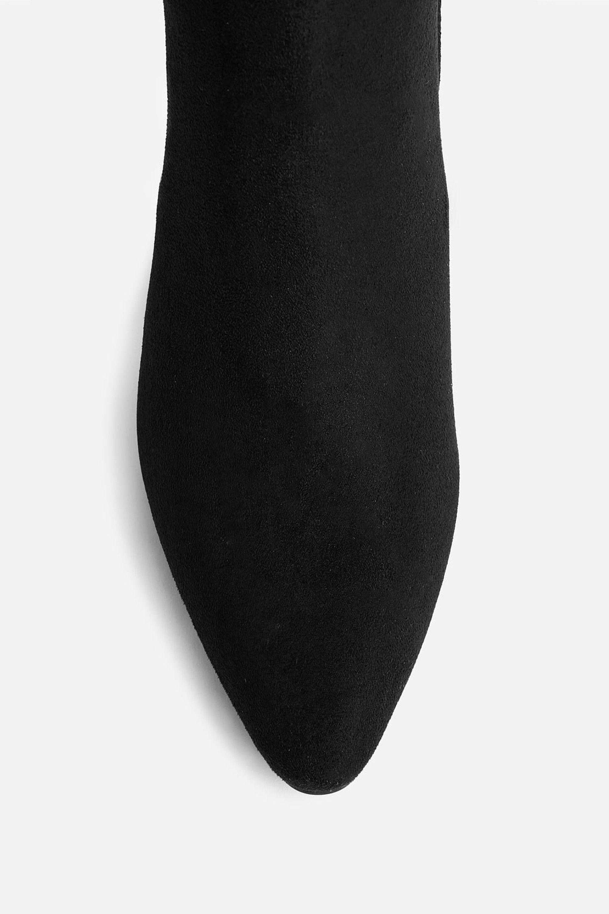 Linzi Demand Black Faux Suede Over The Knee Block Heeled Boot image 4