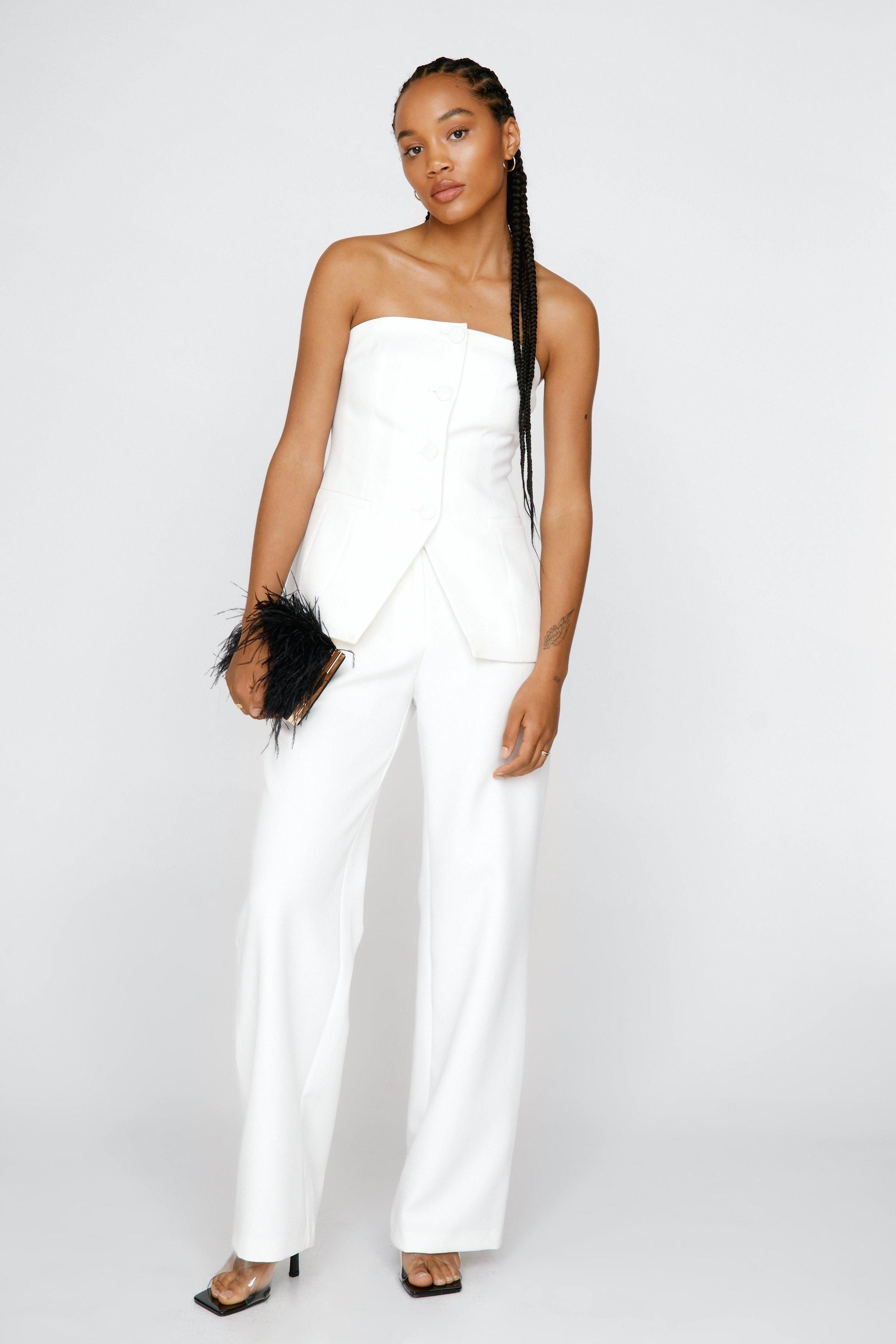 NastyGal Tailored Corset Split Hem Top White image 2