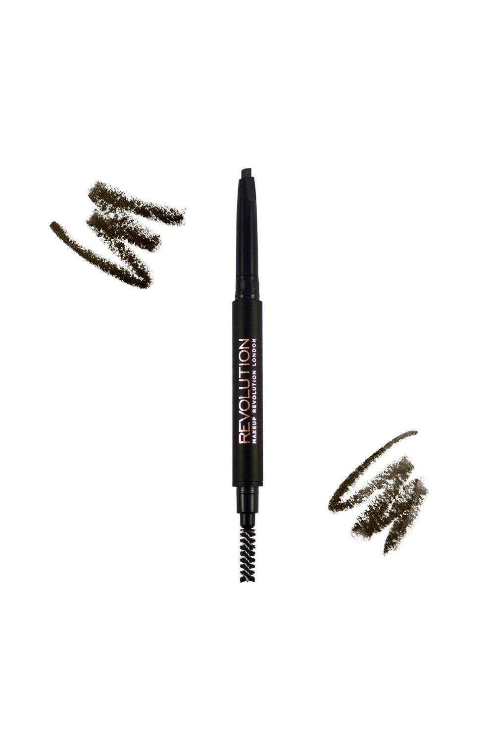 Revolution Duo Brow Definer Pencil Medium Brown Dark Brown image 2