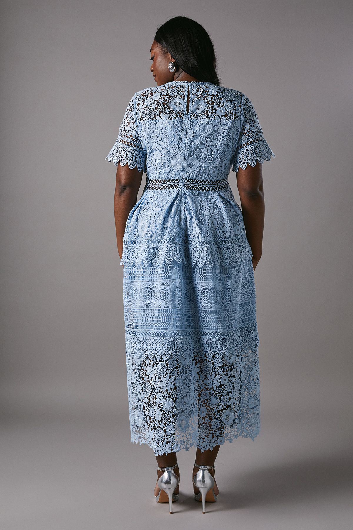 Coast Plus Short Sleeve Lace Midi Dress Powder Blue image 4