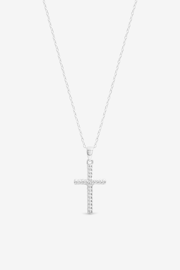 Simply Silver Sterling Silver 925 Polished Ridged Cross Pendant