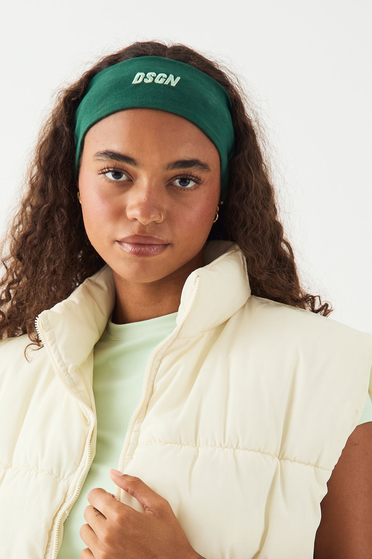 DSGN Studio DSGN Studio Sport Zip Through Puffer Gilet Cream image 4