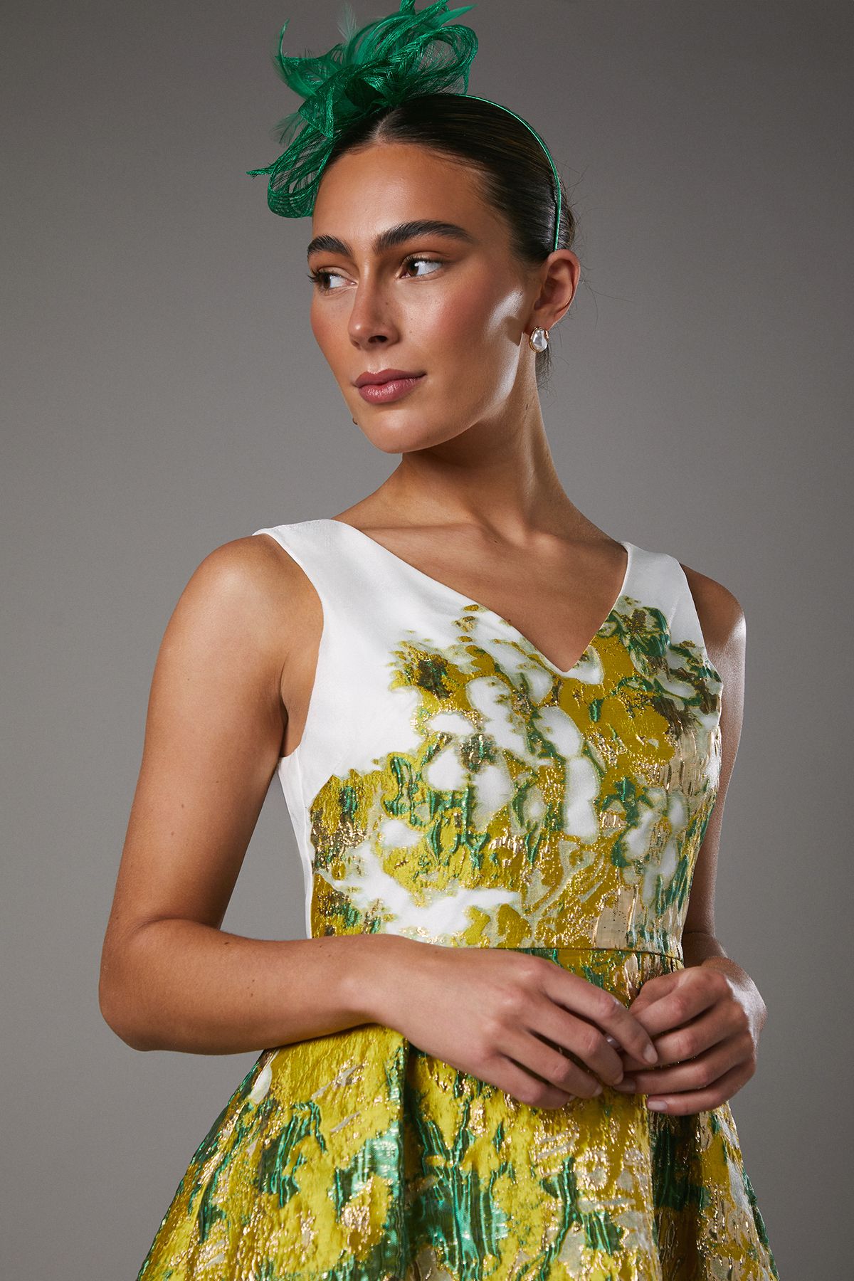 Coast V Neck Jacquard Midi Dress Lime image 4