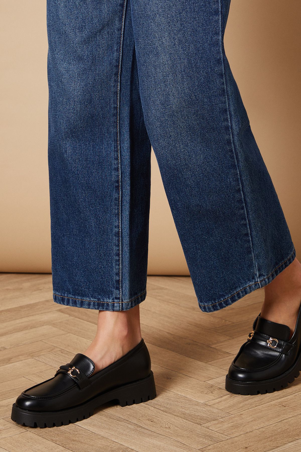 Oasis Zerrith Faux Leather Snaffle Detail Chunky Loafers Black image 1