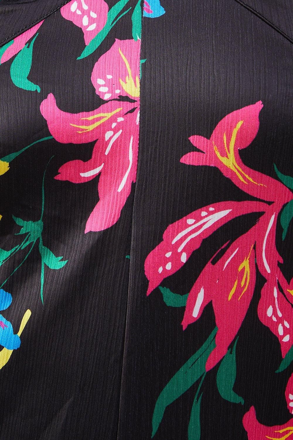 Warehouse Floral Satin Halterneck Jumpsuit Black image 4