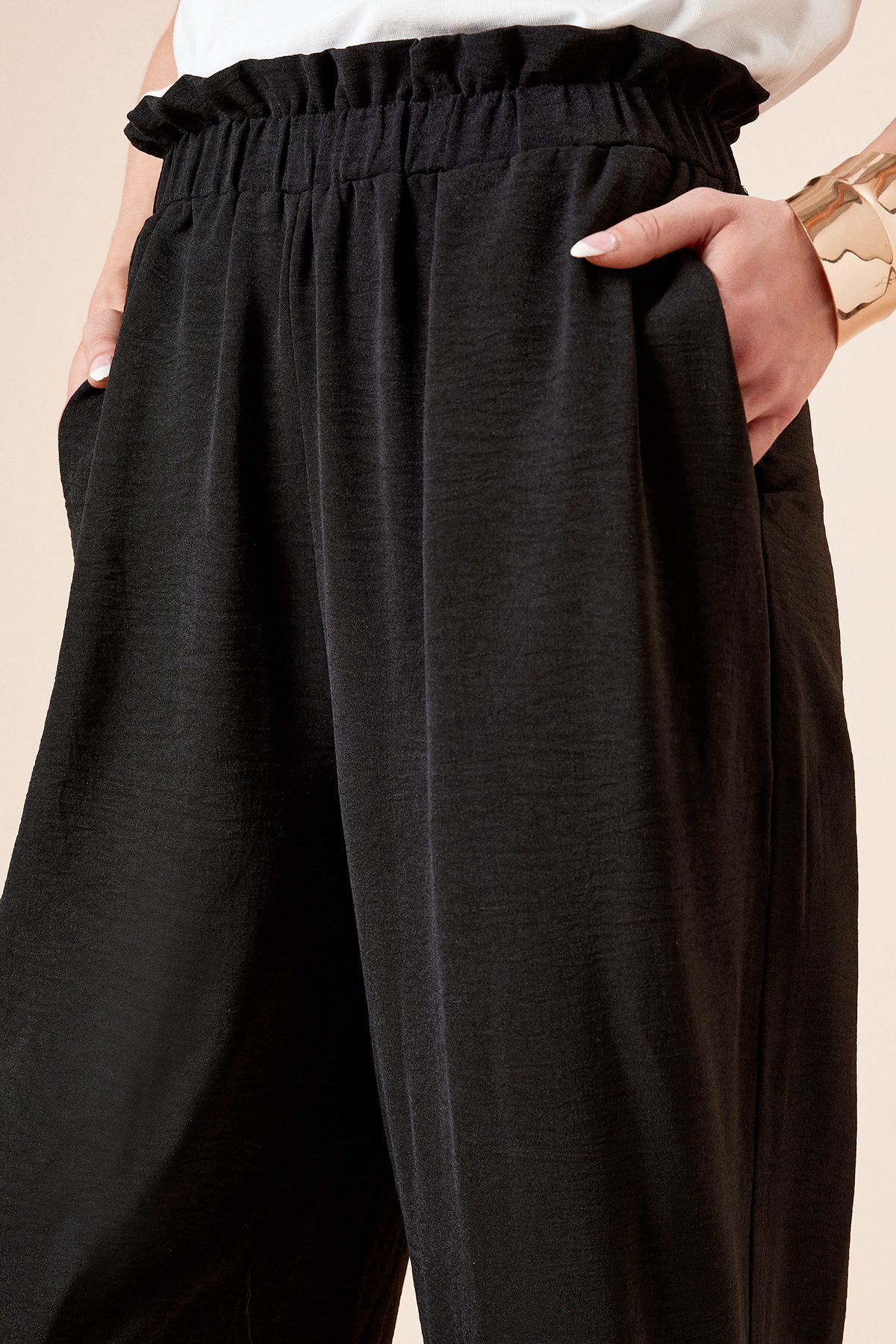 Dorothy Perkins Paperbag Waist Wide Leg Trouser Black image 4