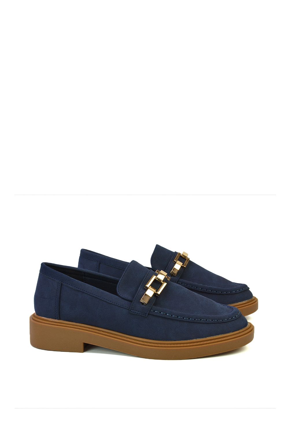 XY London 'Dakoa' Gold Chain Back to School Chunky Loafer Shoes image 3