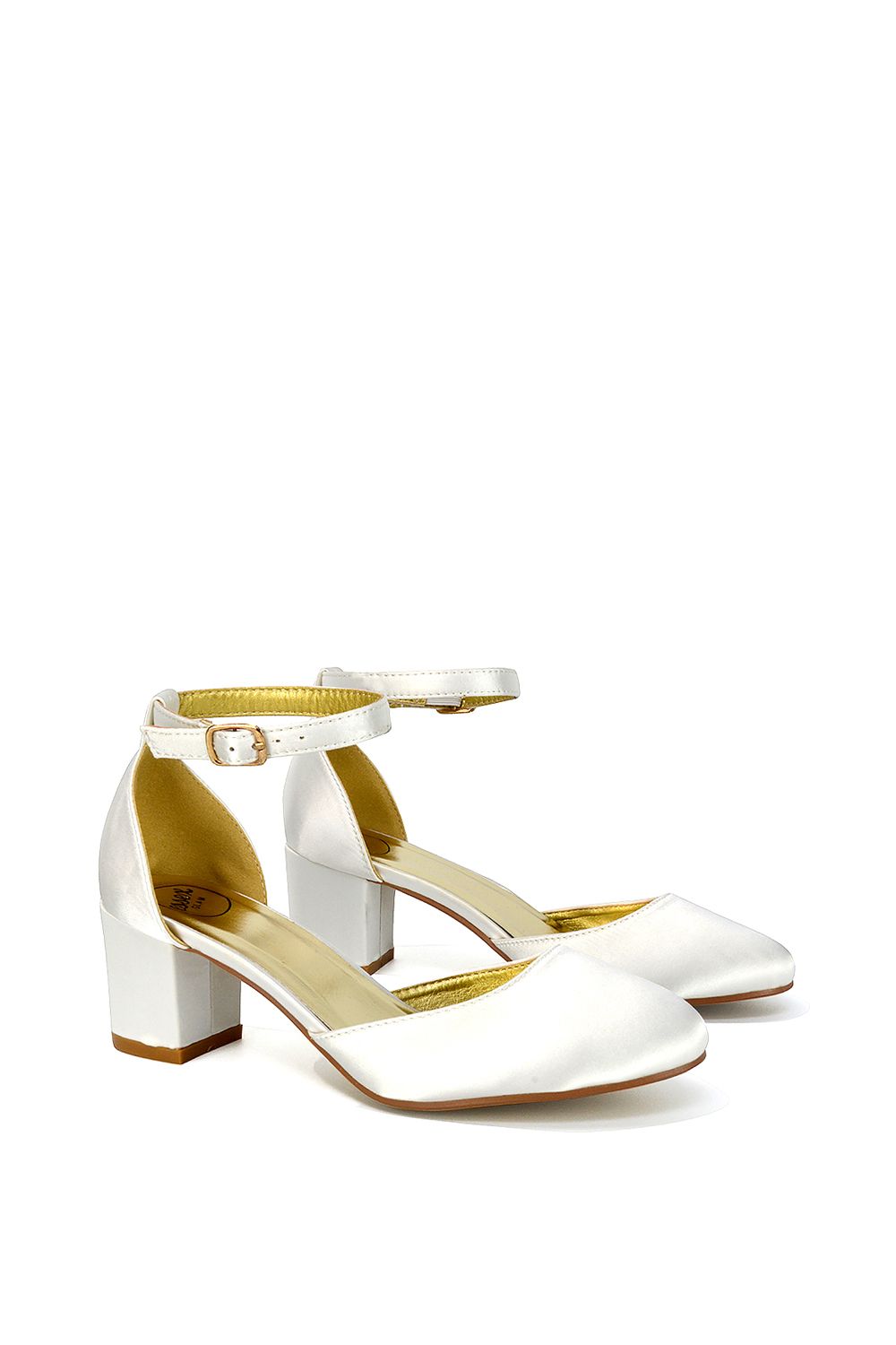 XY London 'Billie-May' Chunky Strappy Mid Block High Heels Court Shoes image 2