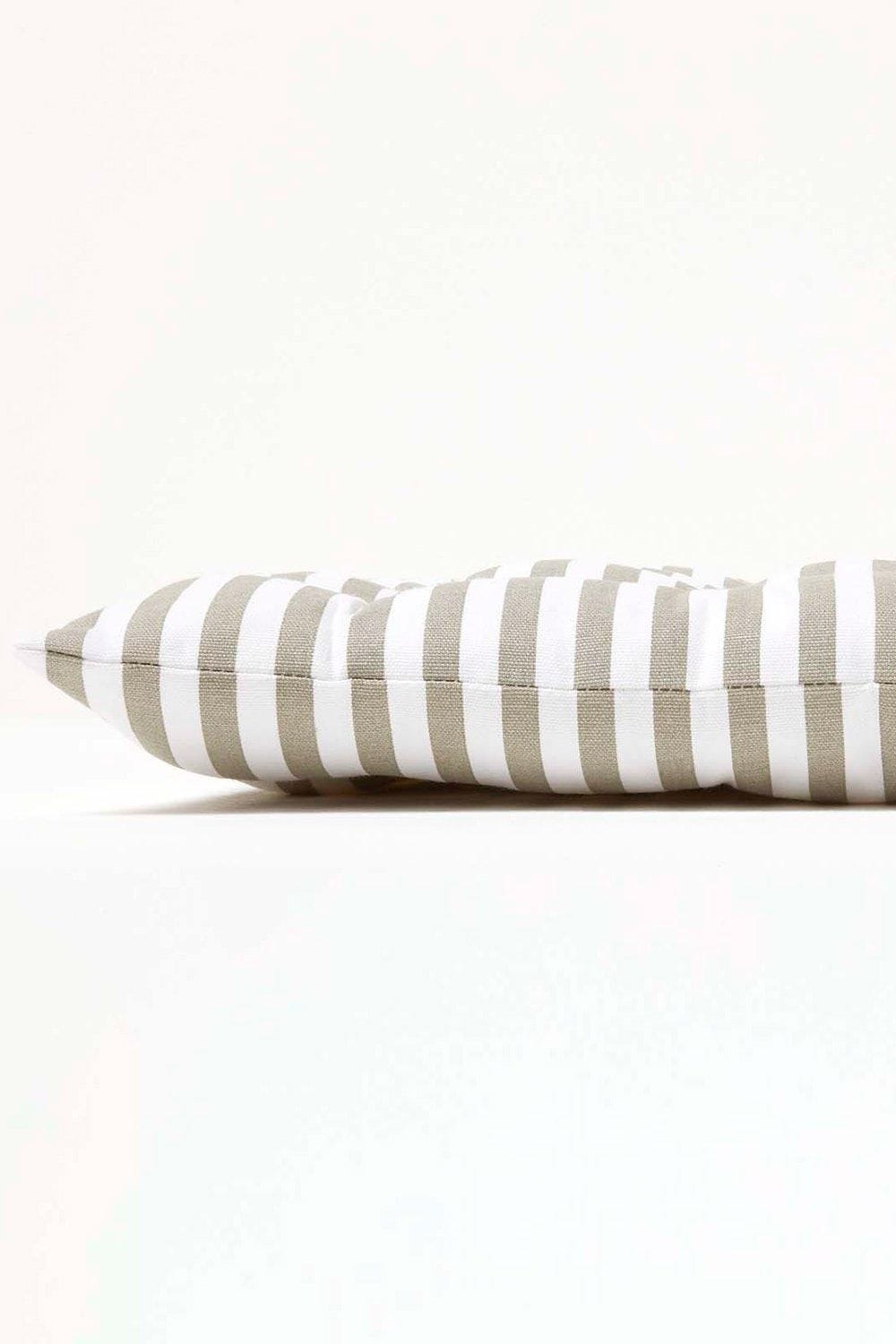 Homescapes Garden Bench Cushion Luxury 3 Seater Cotton Grey Striped Indoor Outdoor Pad image 4