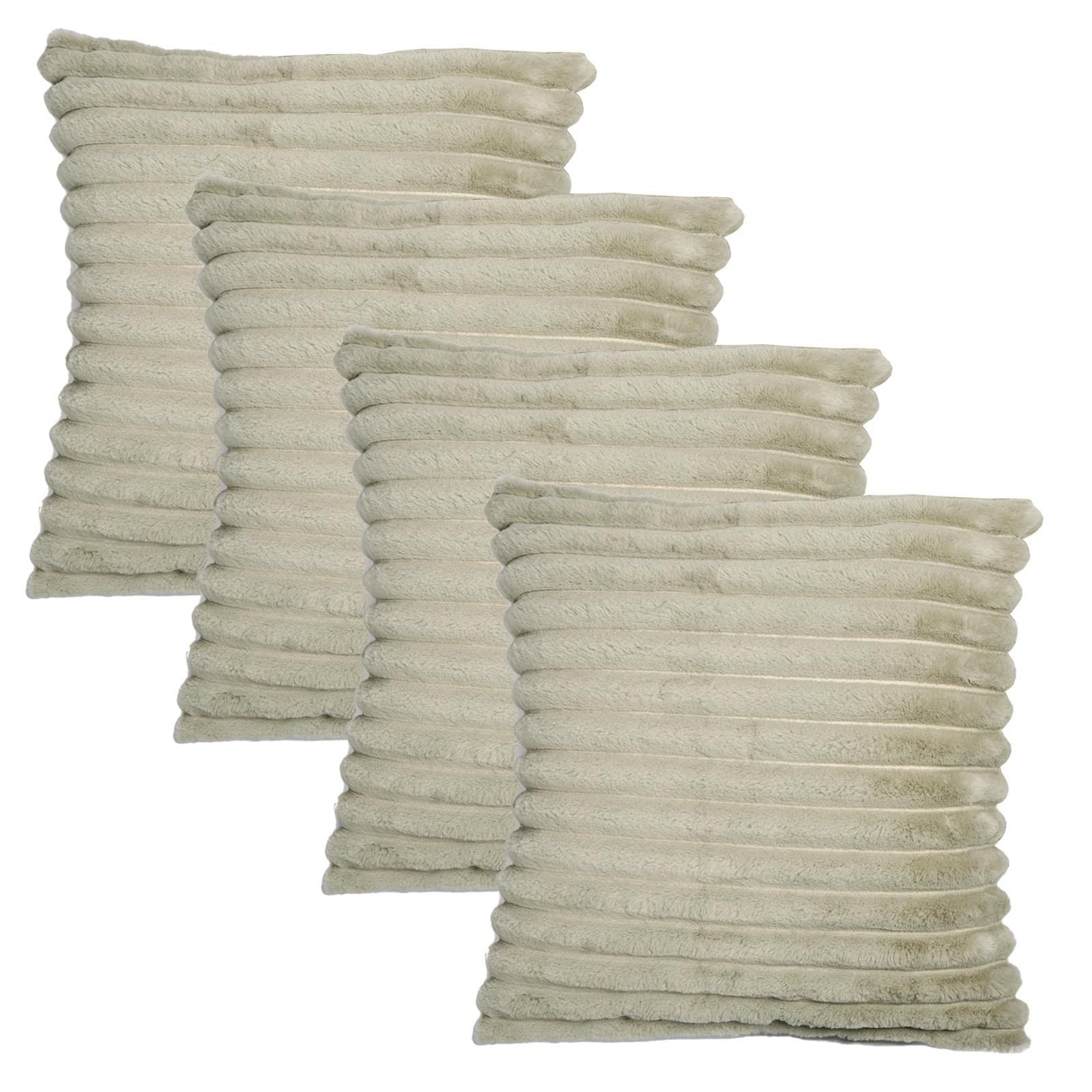 OHS 4 x Faux Fur Thick Rib Cushion Covers image 1