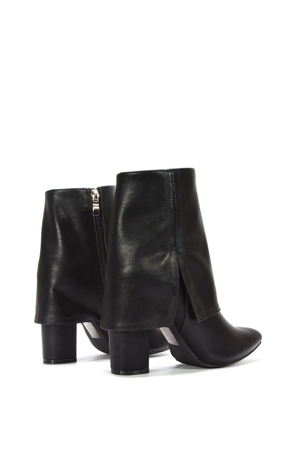 XY London 'Ayla' Layered Fold Over Pointed Toe Heeled Shoe Booties image 4