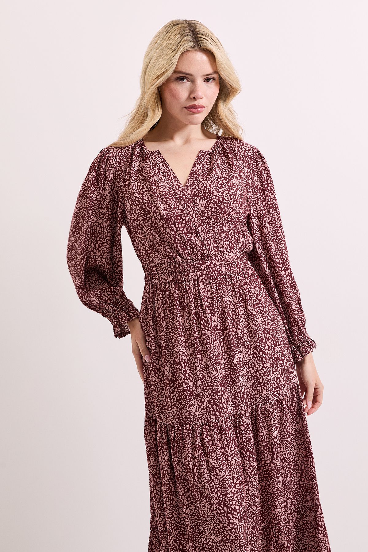 Dorothy Perkins Animal Wrap Front Tiered Skirt Midaxi Dress Animal image 2