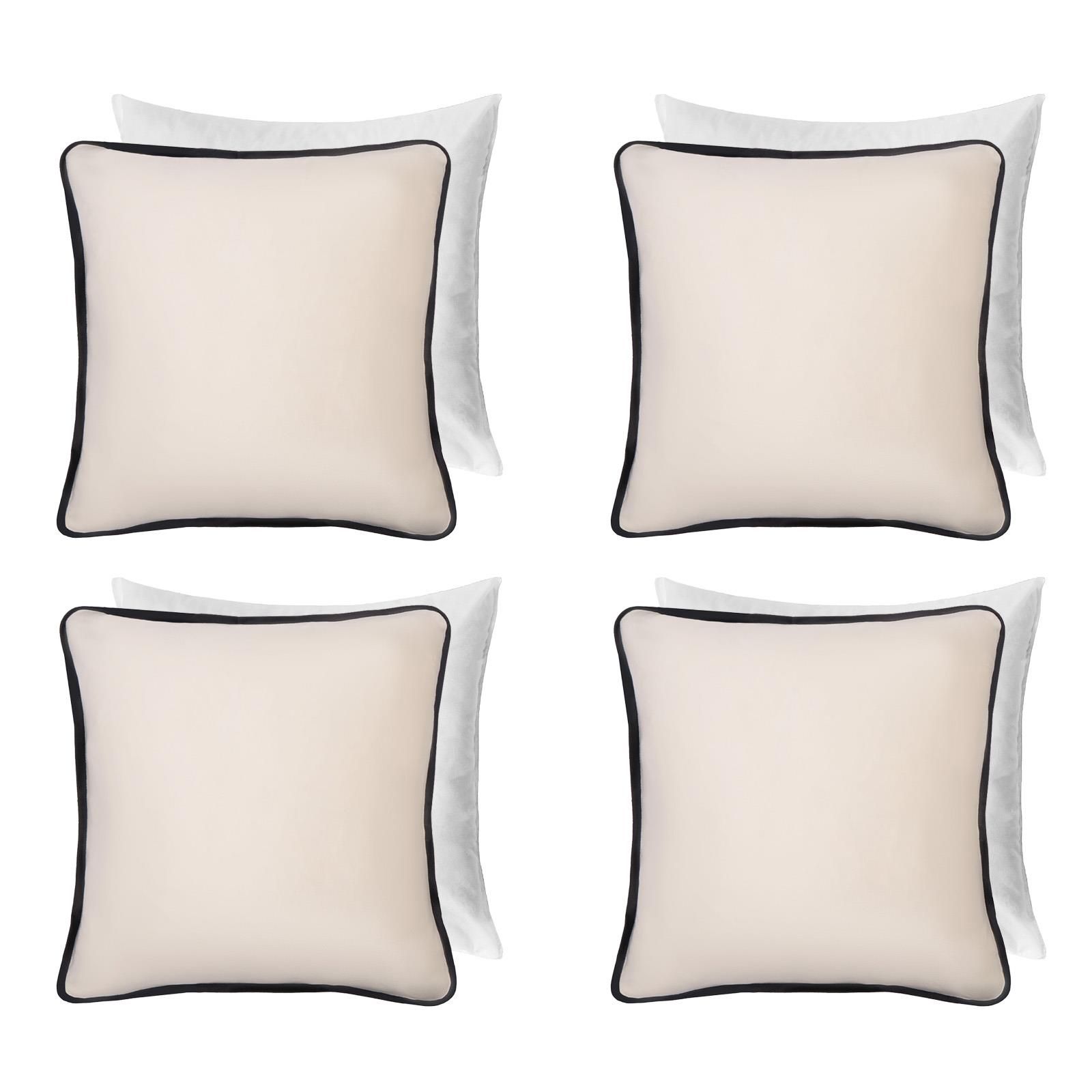 OHS 4 Pack Matte Velvet Piped Filled Cushion Covers Home Decor Set image 1