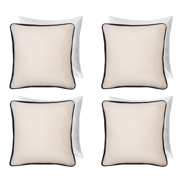 OHS 4 Pack Matte Velvet Piped Filled Cushion Covers Home Decor Set