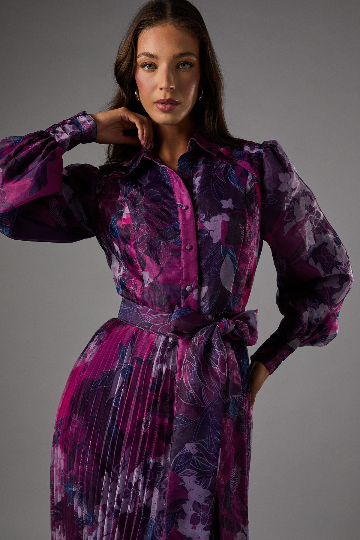 Coast Organza Printed Shirt Dress Purple image 4