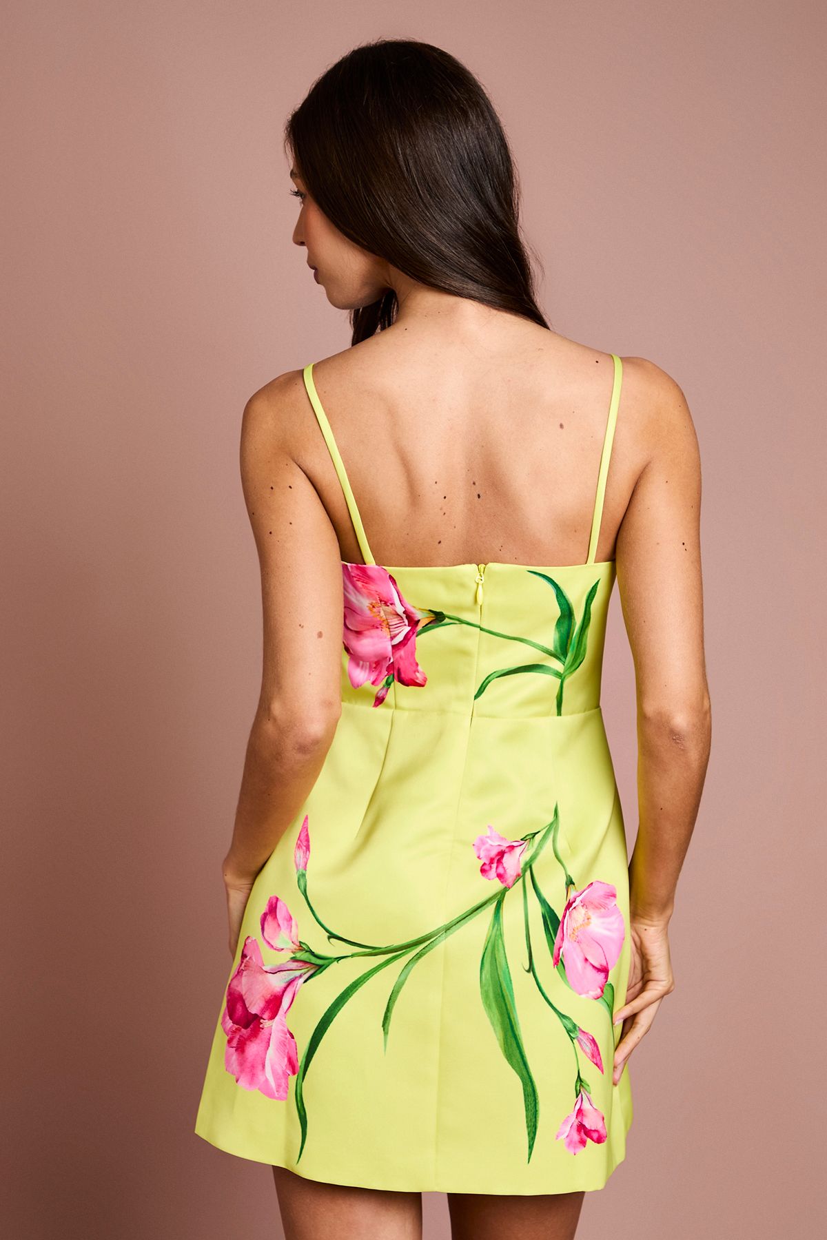 Coast 3D Floral Corsage Satin Mini Dress Yellow image 3