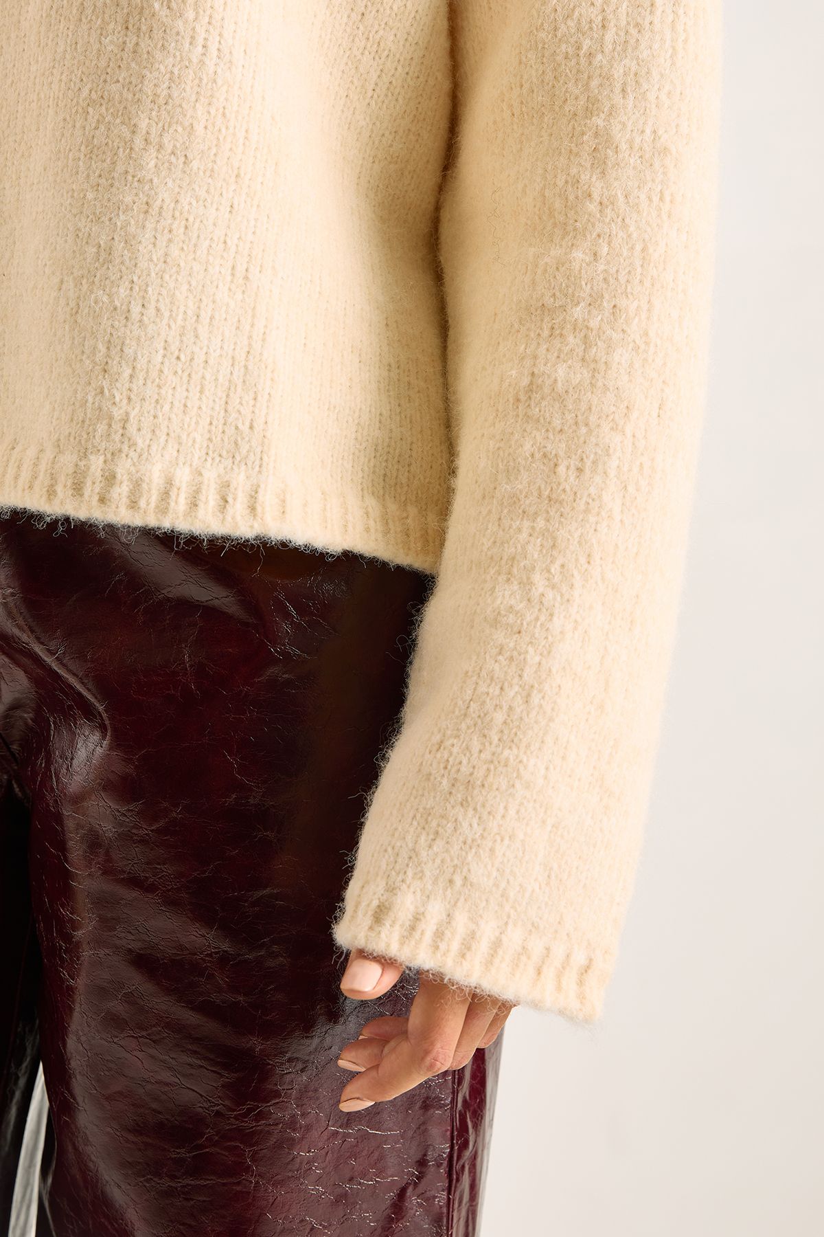 NastyGal Oversized Crew Neck Jumper Cream image 5