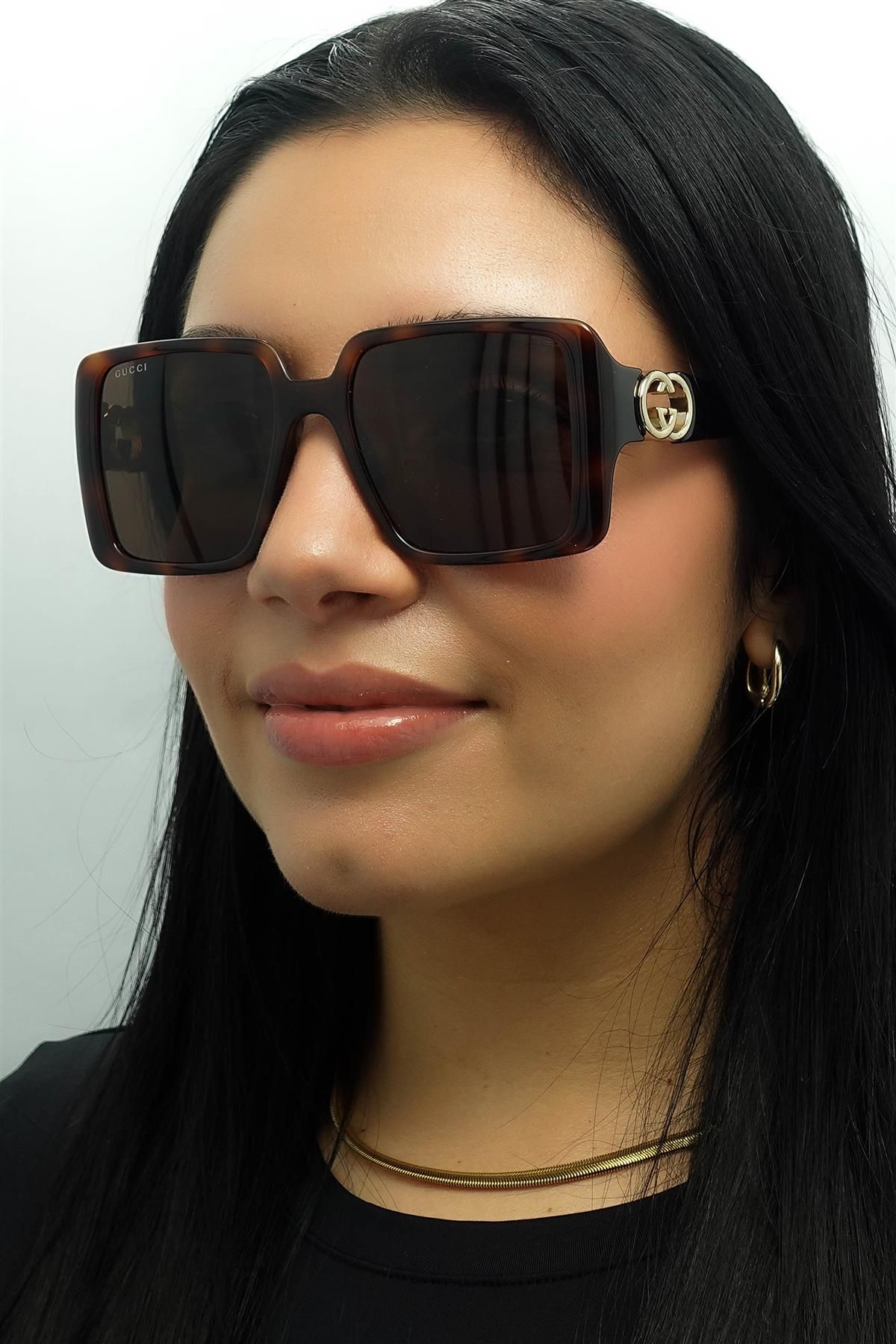 Gucci Square Dark Havana with Gold Dark Brown GG1692S image 6