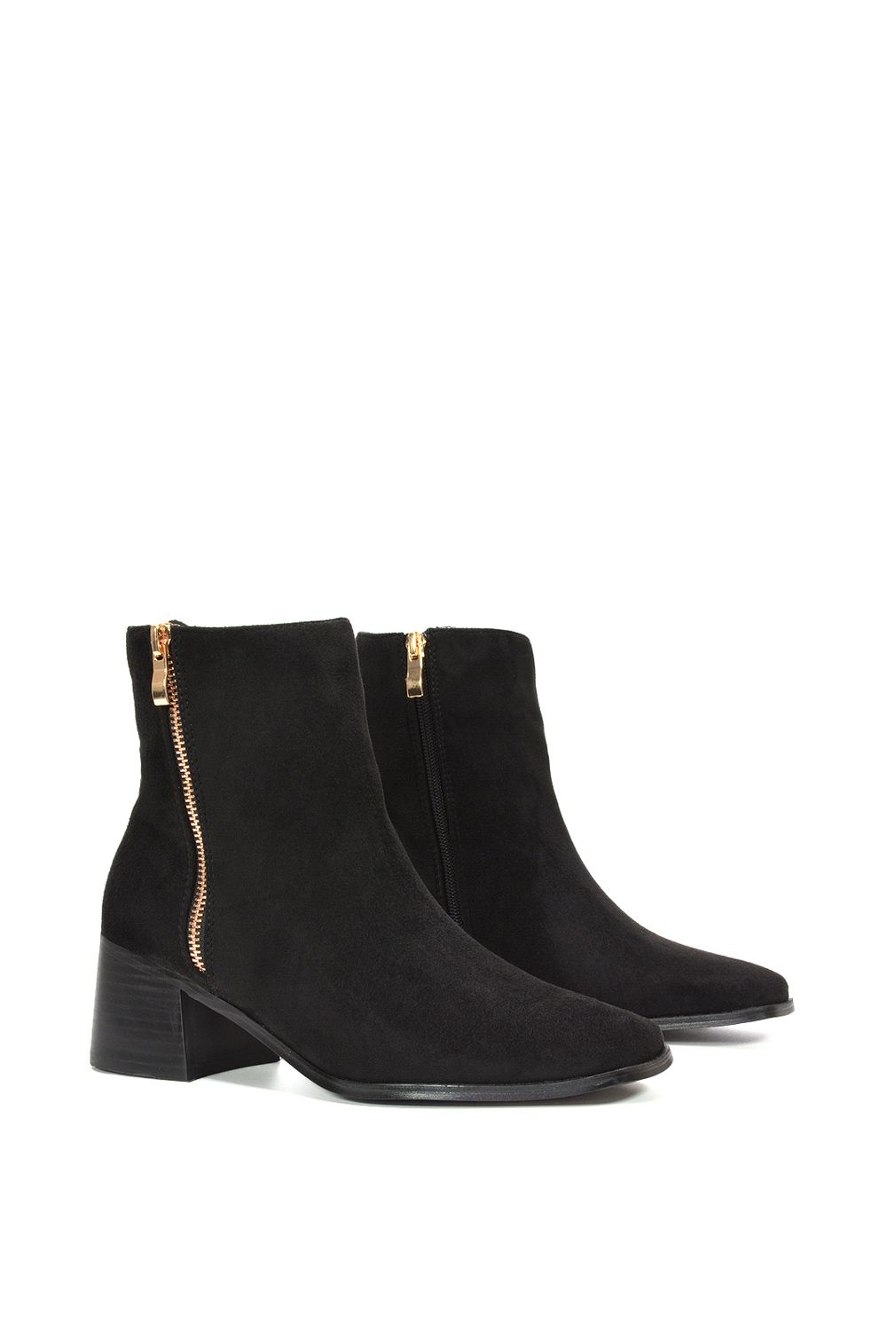 XY London 'Willow' Square Toe Zip Up Mid Block Heel Ankle Booties image 3