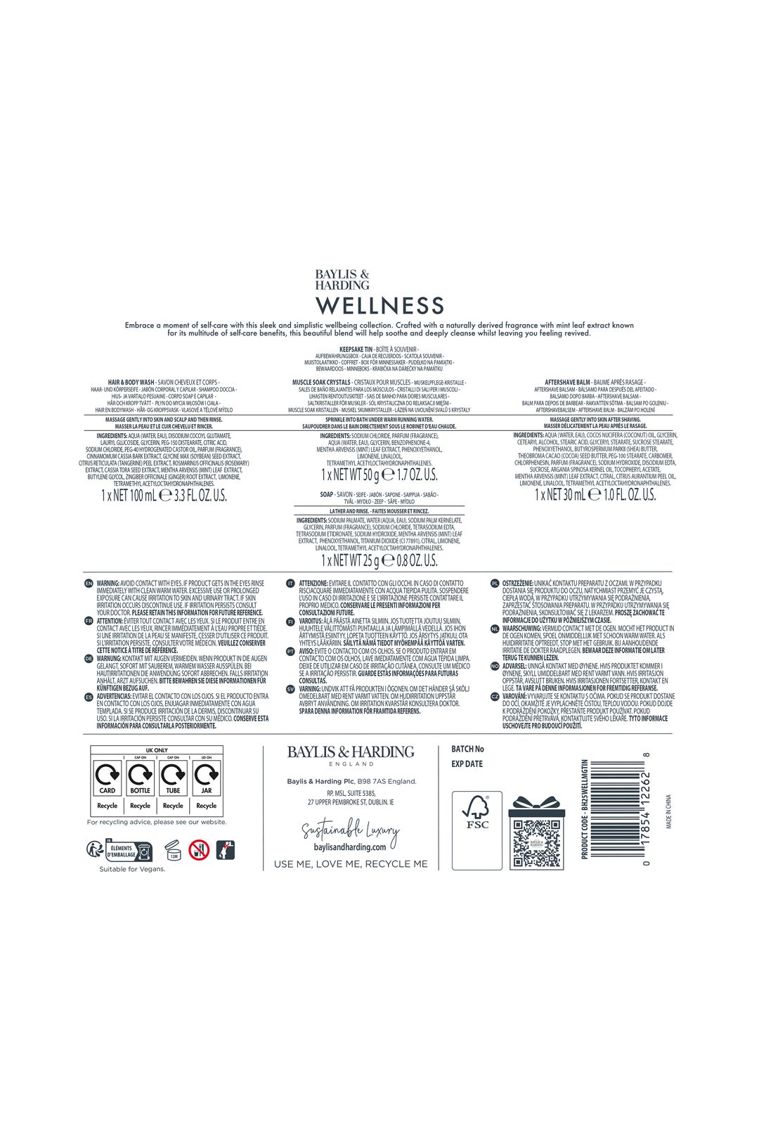 Baylis & Harding Wellness For Men His Essential Wellbeing Tin Gift Set Multi image 8