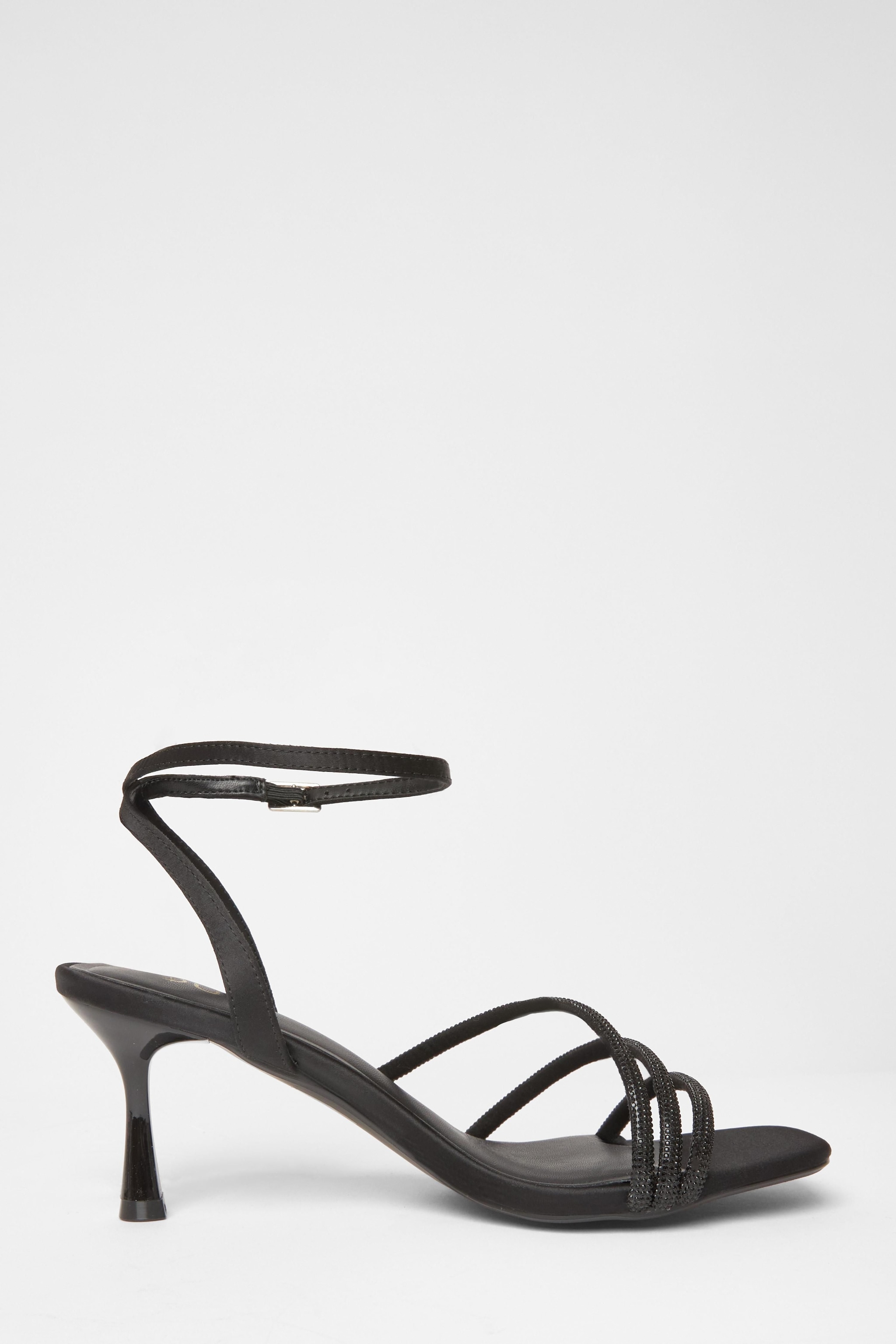 Quiz Black Diamante Strappy Heels image 5