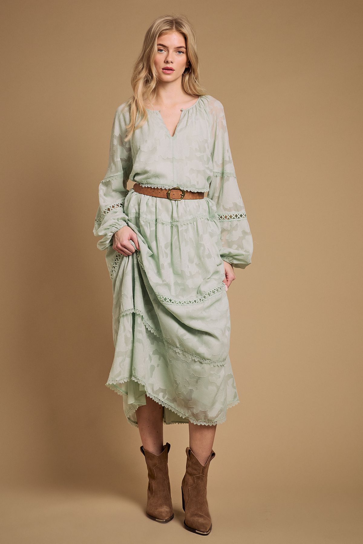 Oasis Tammy Real Suede Metal Trim Western Ankle Boots Mocha image 3