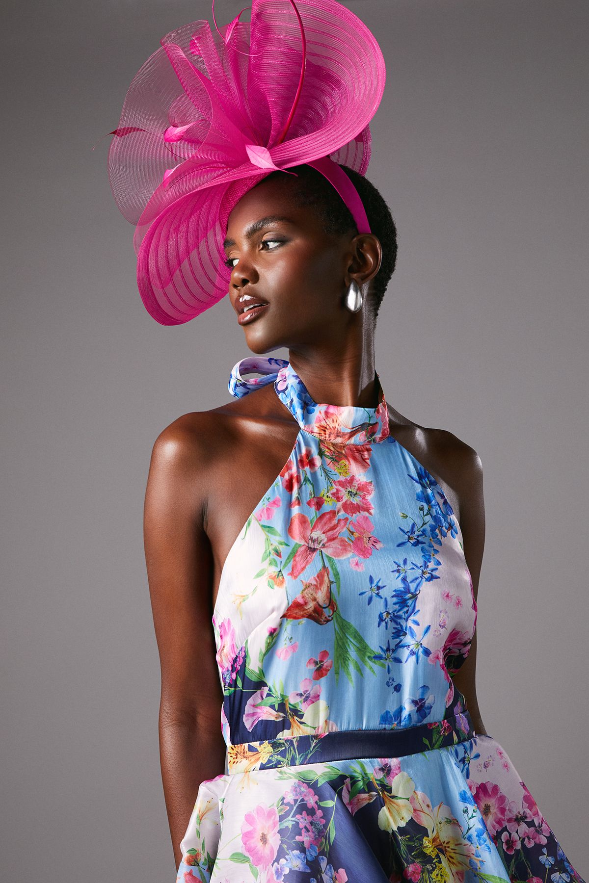 Coast Cross Neck Printed Frill Skirt Maxi Dress Navy image 3