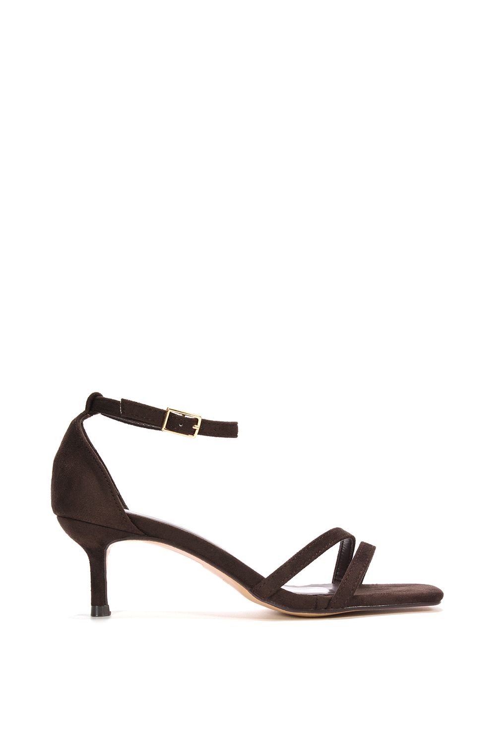 XY London 'Lea' Open Toe Strappy Low Kitten Heel Sandal Shoes