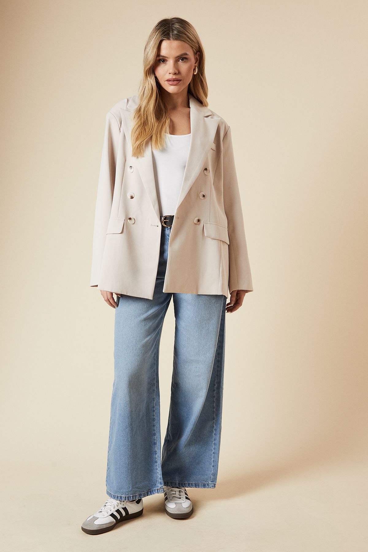 Dorothy Perkins Oversized Double Breasted Blazer Ecru image 2