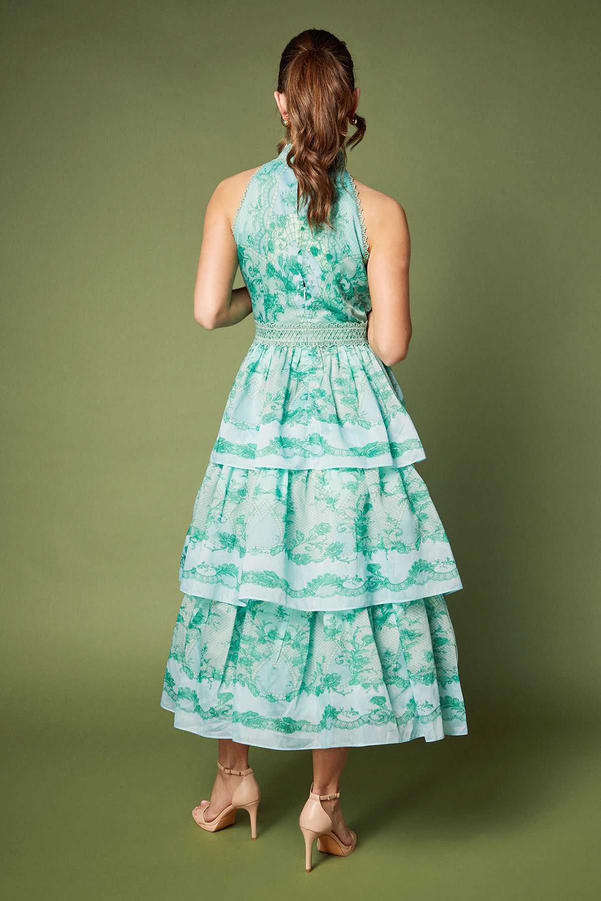 Coast Tiered Hem Halter Neck Maxi Holiday Dress Mint image 3