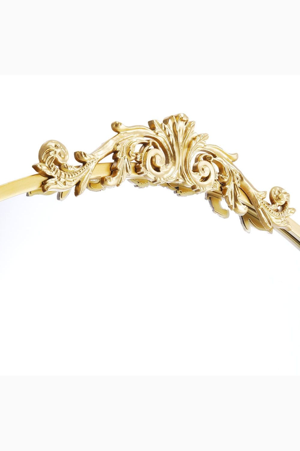 Living and Home 80cm W x 180cm H Vintage-Inspired Gold Floral Carved Metal Framed Arch Full-Length Mirror image 5