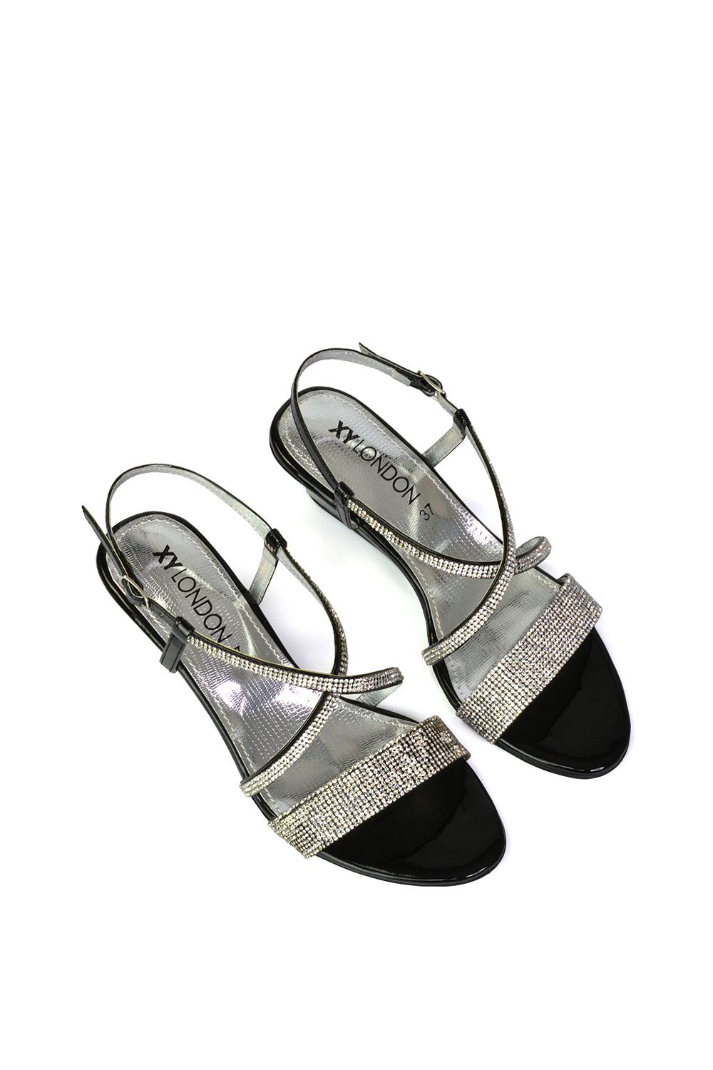 XY London 'Ocean' Sparkly Gem Crystal Diamante Ankle Strap Sandal Wedge Heels image 3
