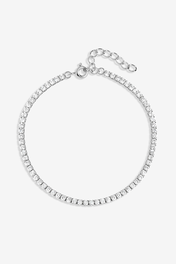 Simply Silver Sterling Silver 925 Cubic Zirconia Fine Tennis Bracelet