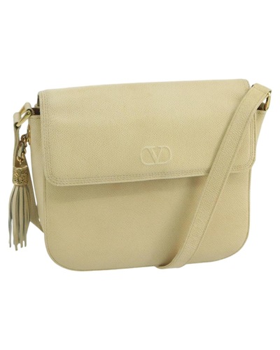 Valentino Preloved Leather Crossbody Bag Wo - Beige Shoulder Bags