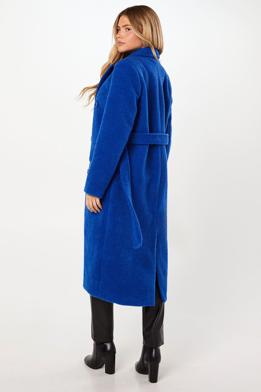 Dorothy Perkins Boucle Belted Midi Coat Cobalt image 4