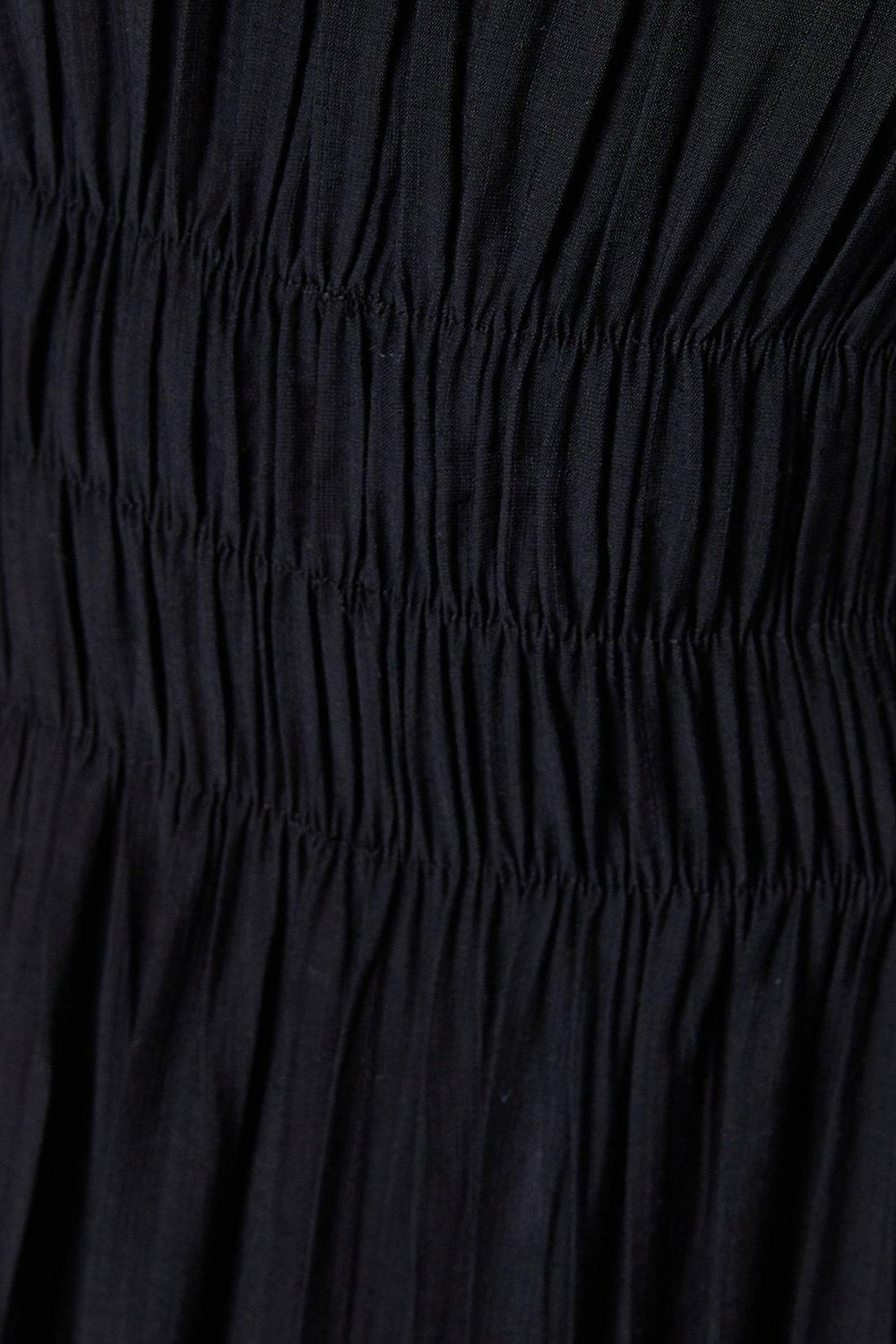 Oasis Shirred Bodice Puff Sleeve Midi Dress Black image 4