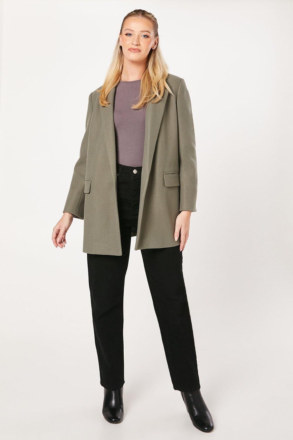 Dorothy Perkins Smart Pocket Detail Blazer Coat Khaki image 4