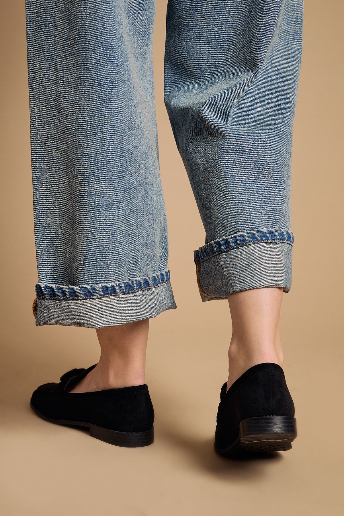 Oasis Toni Faux Suede Tassel Loafers Natural Black image 3