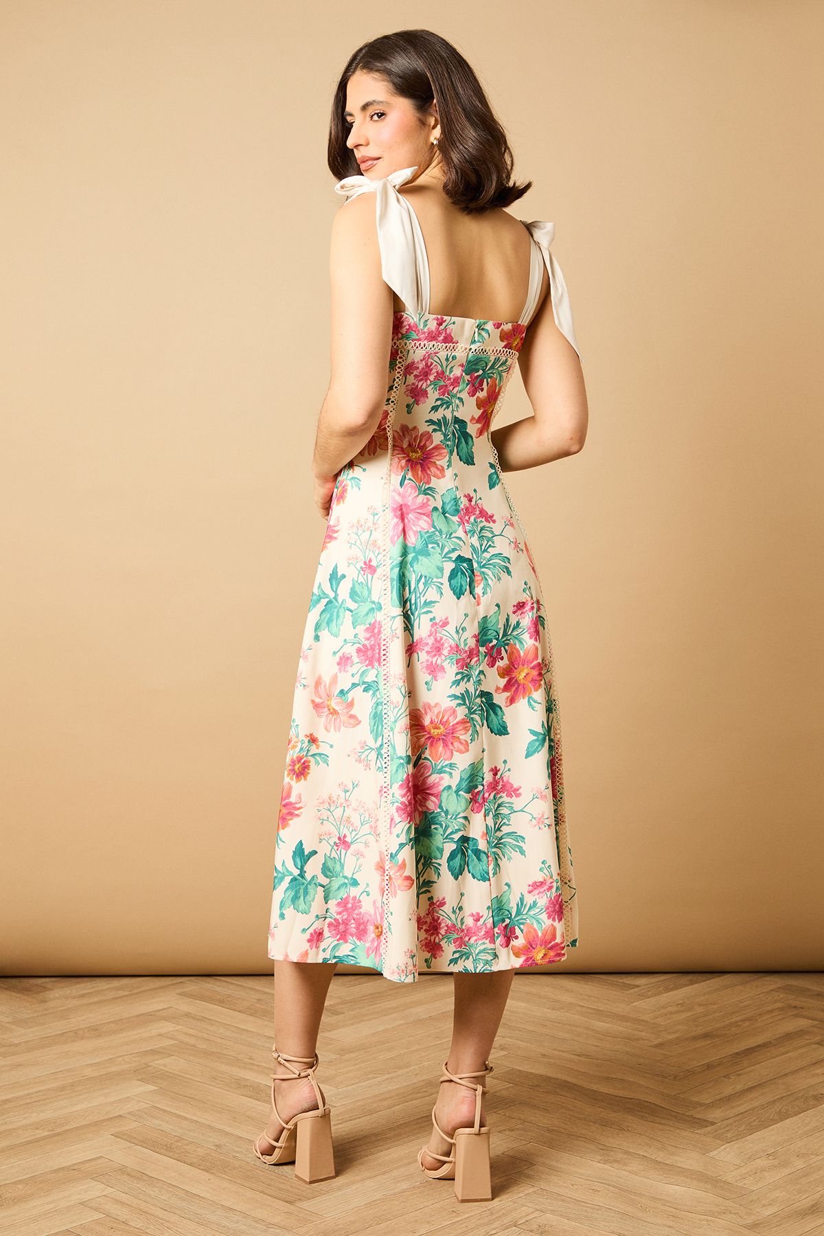 Oasis Bow Strap Midi Prom Dress Multi image 4