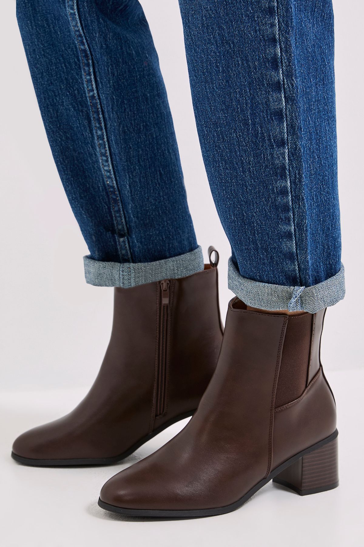 Dorothy Perkins Maias Block Heel Chelsea Boots Brown image 1