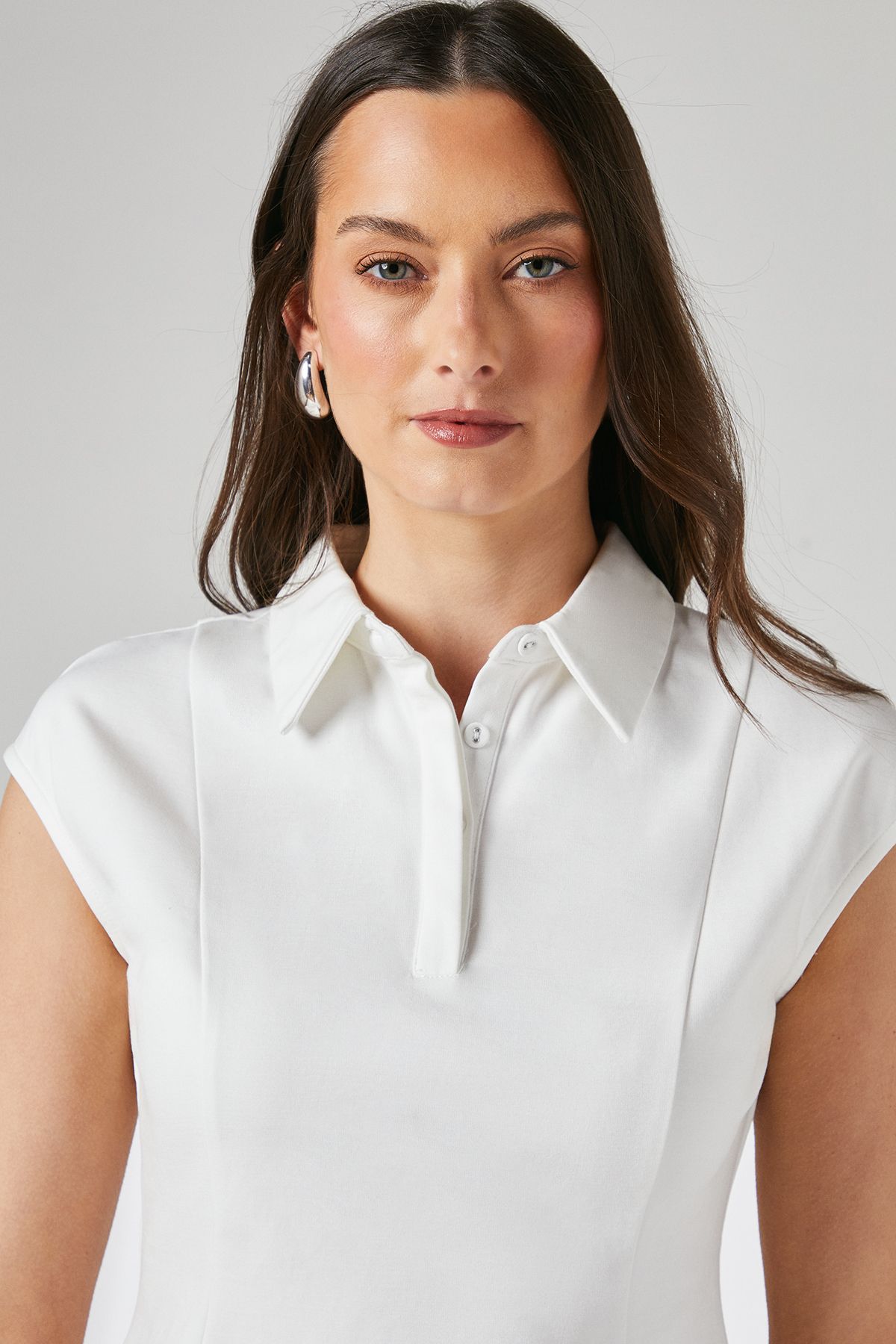 Principles Ivory Collared Ponte Peplum Shirt Ivory image 4
