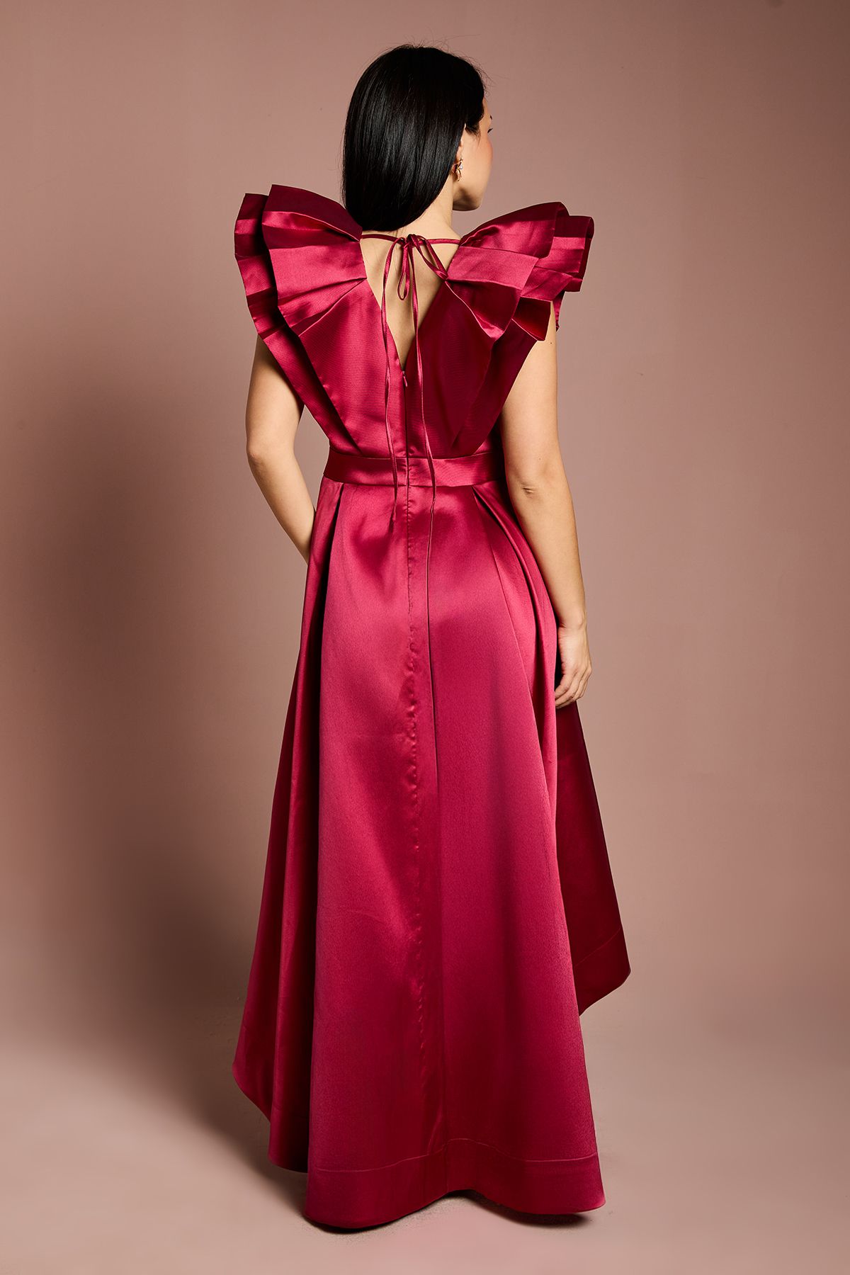 Coast Petite Frill Sleeve V Neck Midi Dress Red image 3