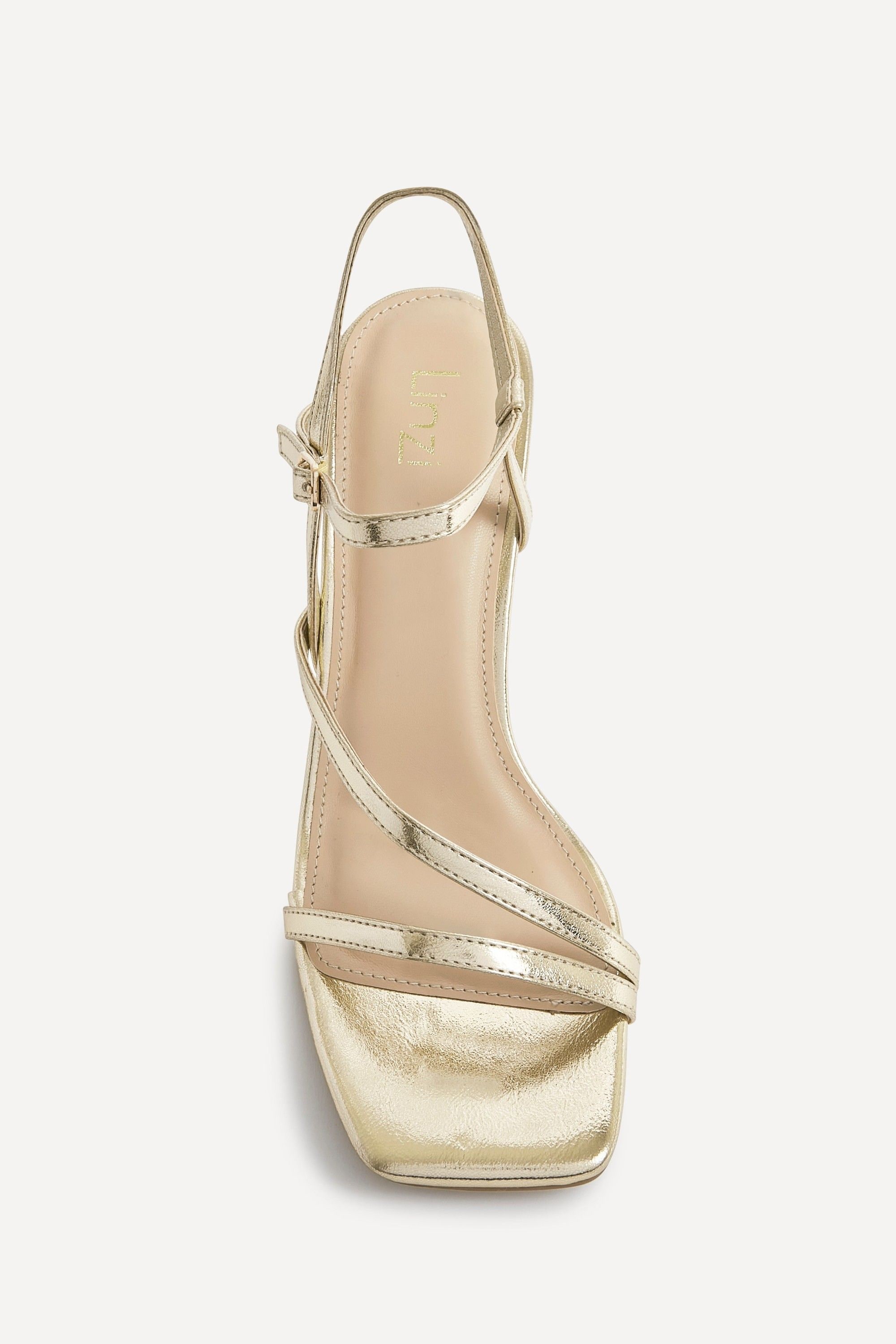 Linzi Nicole Gold Faux Leather Strappy Heels image 3