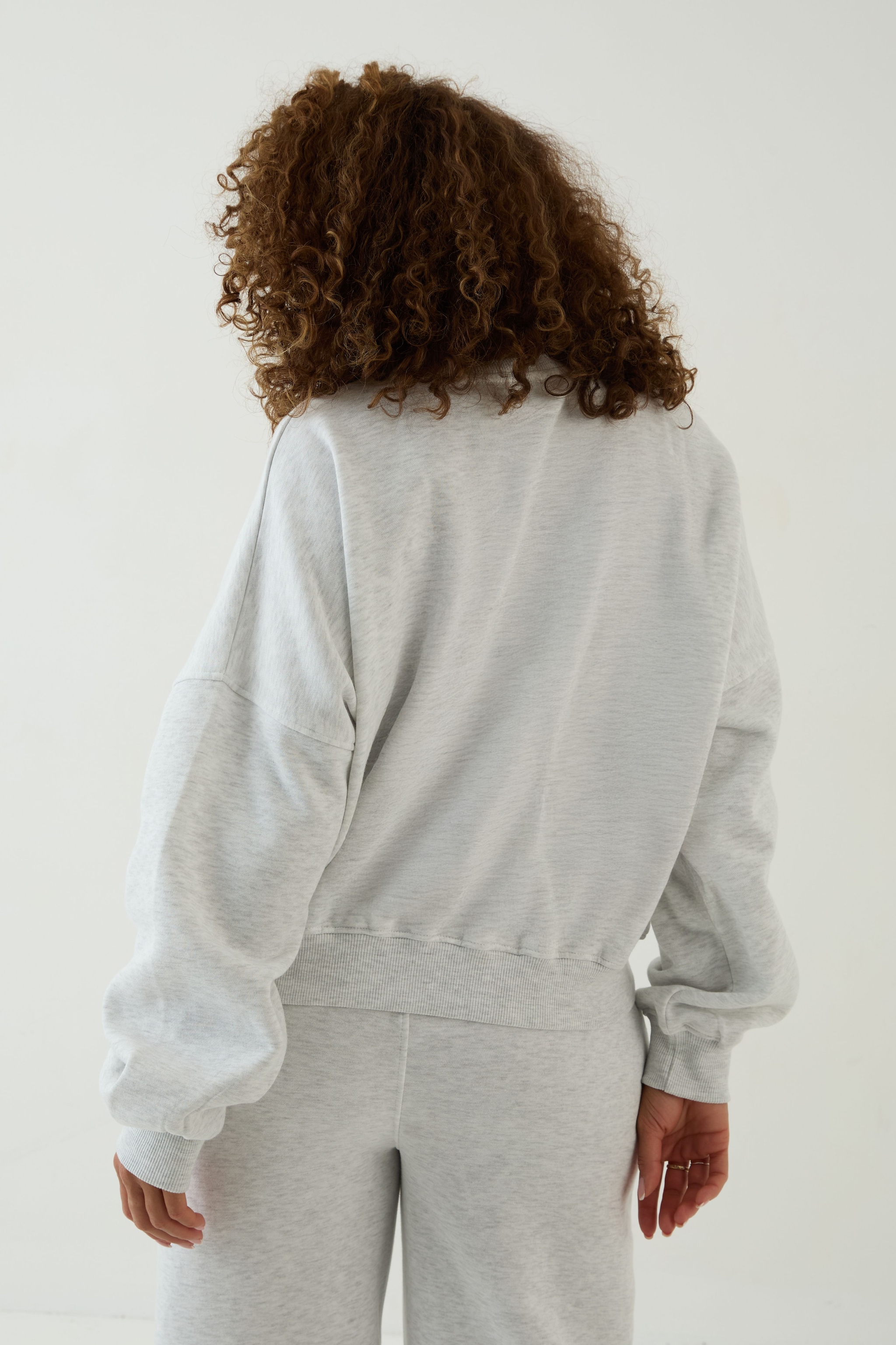 DSGN Studio DSGN Studio Collegiate Printed Balloon Sleeve Crew Neck Sweatshirt Ash Grey image 2