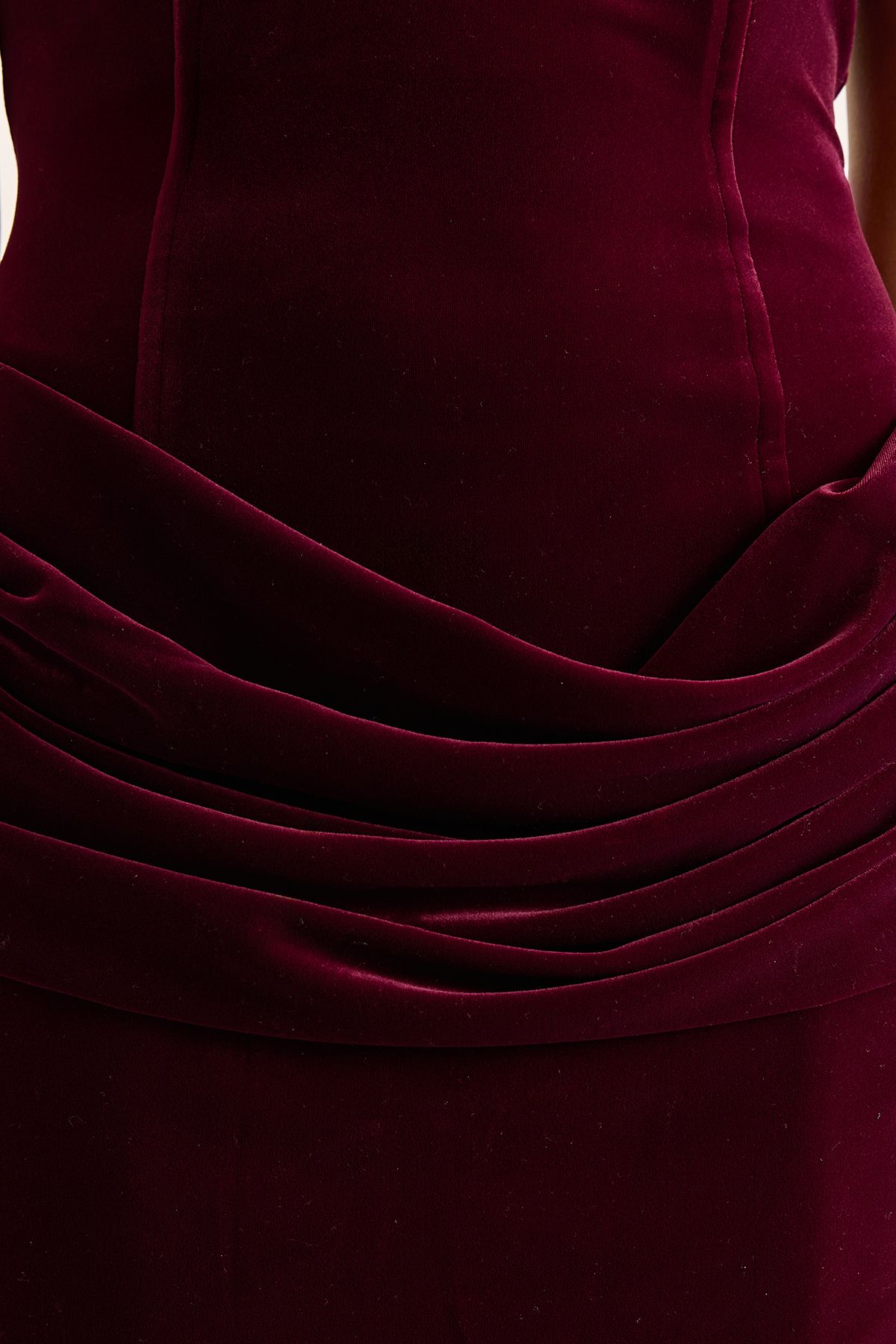 NastyGal Velvet Boned Drape Mini Dress Wine image 5