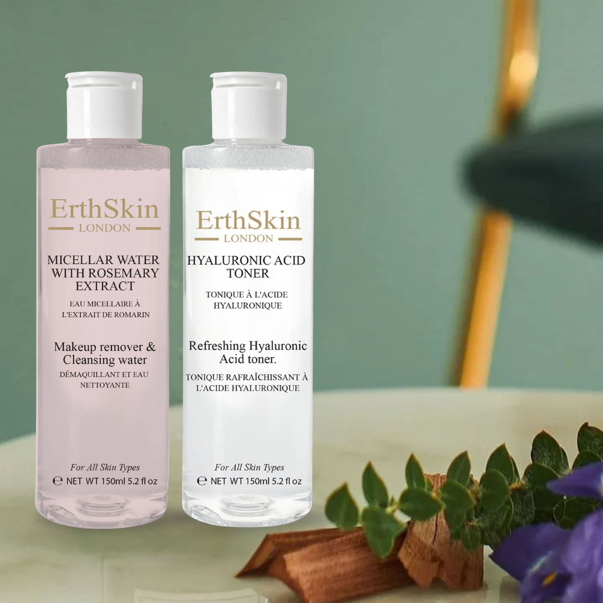 Erth Skin London Refreshing Hyaluronic Acid Toner 150ml + Micellar Water with Rosemary Extract 150ml image 3