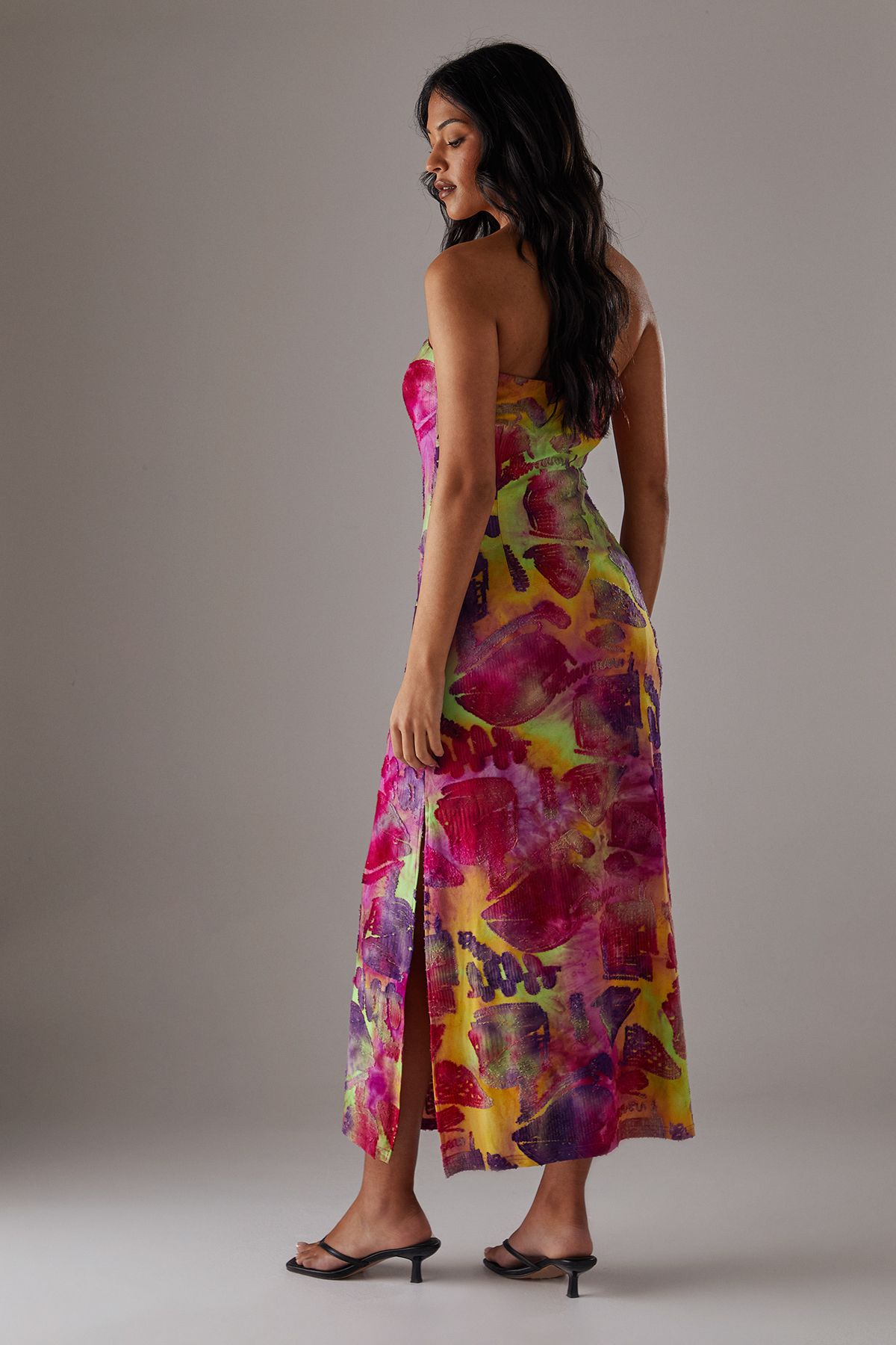 Warehouse Burnout Bandeau Maxi Dress Pink image 4