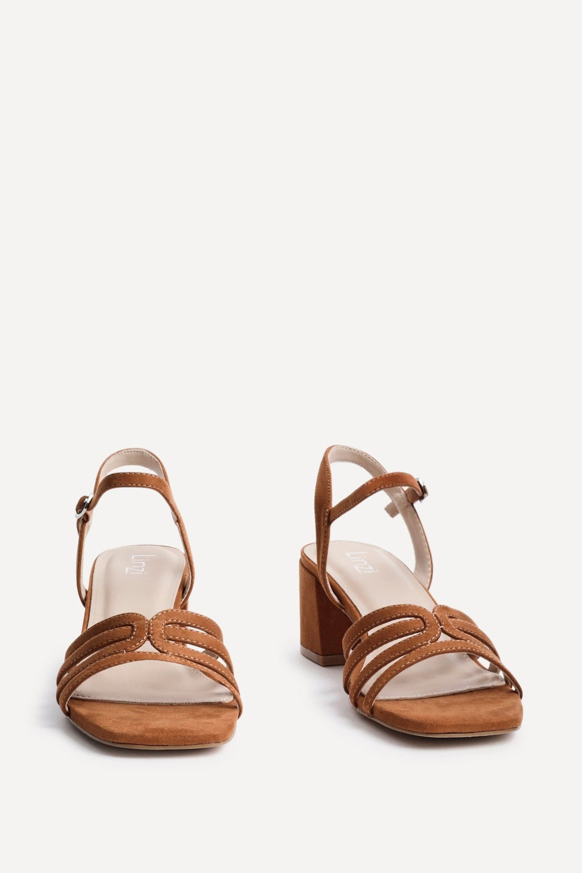 Linzi Adira Tan Faux Suede Strappy Heeled Sandals image 3
