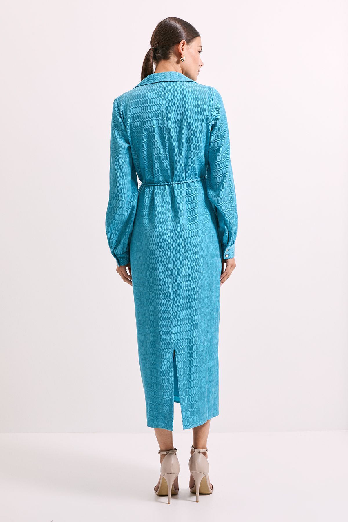 Principles Crinkle Column Shirt Mid Dress Blue image 4